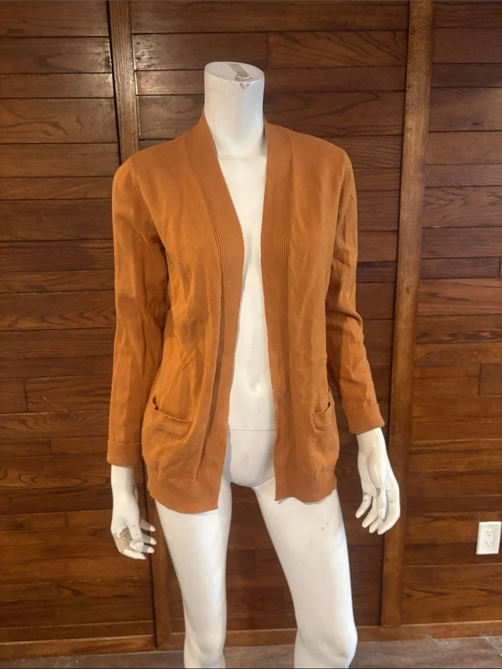 Northern Reflections Rust-Orange Open Front Cardigan - Picture 1 of 4